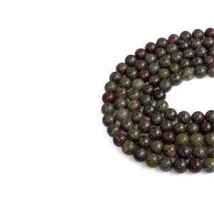 Kan Taşı (Heliotrop) Doğaltaş Dizi Küre Kesim  10 mm  38 Adet  38 cm  Güç ve Şifa Taşı