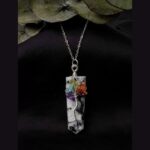 Ay Taşı Hayat Ağacı Kolye  5×2×1,5cm Kolye Ucu  55cm Zincir  Ametist İyolit Akuamarin Zebercet Sitrin Kırmızı Akik Lal Granat Detaylı Tasarım