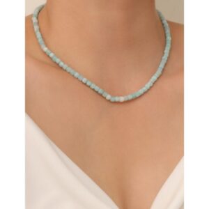 Amazonit Küp Kesim 4x4 Doğaltaş Kolye Zarif Şık Tasarım Size