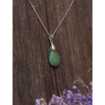 Aventurin Doğaltaş Kadın Kolyesi 1,3×1,9cm 50cm Zincir Uzunluğu  Şans & Refah Taşı