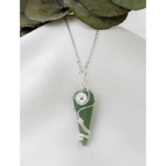 Aventurin Doğaltaş Kolye 4,5×2 cm Kolye Ucu  50 cm Zincir  Şans & Kalp Çakrası Taşı