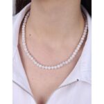 Ay Taşı Küre Faset Kesim Doğaltaş Kadın Kolye 6mm Taşlar 42cm Uzunluk  Zarif Tasarım