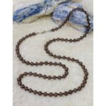 Dumanlı Kuvars Doğaltaş Kolye 6mm  74cm Makrome İpli  93–94 Taşlı Özel Tasarım