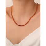 Hessonit Lal Granat Doğaltaş Kolye  4×2 mm  42 cm + 5 cm Uzatma  925 Ayar Gümüş Aparatlı