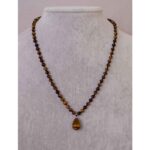 Kaplan Gözü Doğaltaş Kolye 6 mm  54 cm  Özel Tasarım