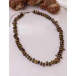 Kaplan Gözü Doğaltaş Kolye 9×4 mm Biçimsiz Taşlar  42 cm + 7 cm Uzatma