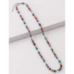 Zayıflama Doğaltaş Kolye  6 mm  57 cm + 8 cm Uzatma  Ametist Apatit Kristal Kuvars Sitrin Rodonit