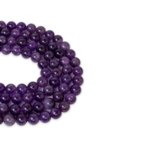 Ametist Doğaltaş Dizi Küre Kesim  10 mm  39 Adet  40 cm  Şifa ve Huzur Taşı