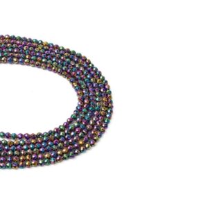 Hematit Renkli Faset Kesim Doğaltaş Dizi  3 mm  140 Adet  40 cm  A+ Kalite