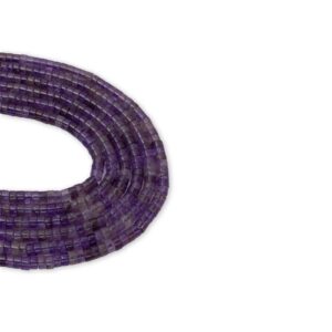 Ametist Doğaltaş Dizi Silindir Kesim  4x2 mm  145 Adet  40 cm  A Kalite