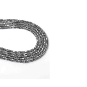 Hematit Doğaltaş Dizi Gümüş Renkli Rondela Kesim  4x2 mm  140 Adet  40 cm