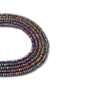 Hematit Doğaltaş Dizi Küşak  Renkli Rondela Faset Kesim  4x2 mm  140 Adet  40 cm
