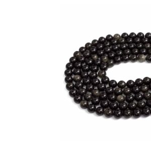 Obsidyen Dizi Küre Kesim  6 mm  60 Adet  40 cm