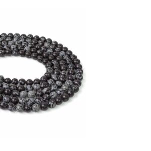 Obsidyen Dizi Karlı Küre Kesim  8 mm  48 Adet  40 cm