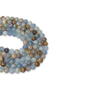 Kalsit Mavi Renli Dizi Küre Kesim  8 mm  47 Adet  40 cm  A+ Kalite