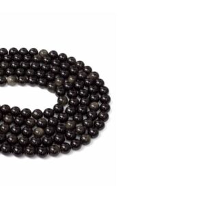 Obsidyen Dizi Küre Kesim  8 mm  47 Adet  40 cm  A Kalite