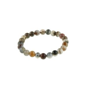 Botswana Akik Doğaltaş Bileklik 8mm Küre Kesim 20cm  Elastik İpli