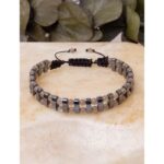 Güneş Taşı & Hematit Doğaltaş Bileklik 4mm Güneş Taşı  10×4mm Hematit  Ayarlanabilir Makrome Tasarım