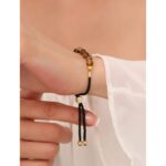 Kaplangözü Doğaltaş Bileklik 6mm Küre Kesim  Ayarlanabilir İpli Tasarım Kız Kadın Modeli