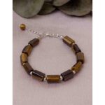 Kaplangözü & Hematit Doğaltaş Bileklik 11×6mm Taş  18cm + 2cm Uzatma Zincir  Özel Tasarım