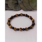 Kaplangözü & Oniks Doğaltaş Bileklik 6mm & 8mm Küre Kesim  19cm Elastik Tasarım  Erkek & Kadın Modeli