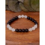 Selenit Oniks & Hematit Doğaltaş Bileklik 8 mm & 4×1 mm  19 cm Elastik İpli