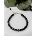 Siyah Akik Doğaltaş Bileklik 5×5 mm Küp Faset Kesim  19 cm + 3 cm Uzatma Zincirli 🖤