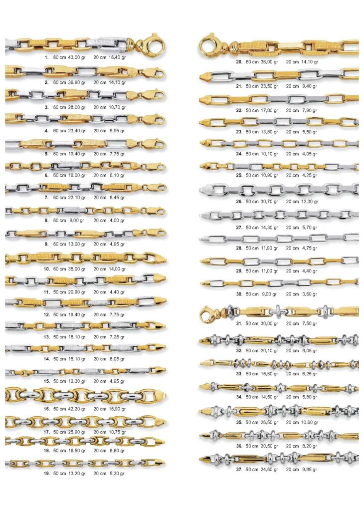 14 Ayar Altın Zincir Takım Modeller 60/50 cm Kolye + 20 cm Bileklik