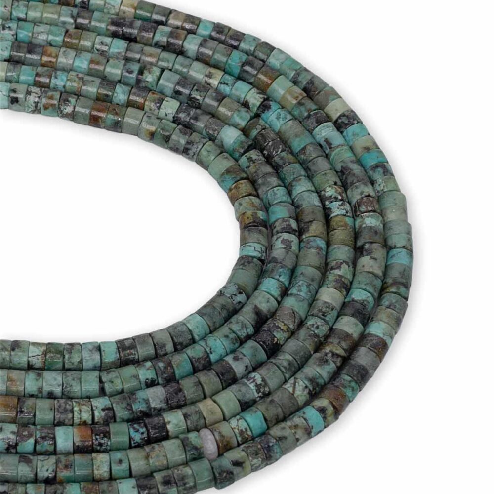 Afrika Turkuaz Doğaltaş Dizi Silindir Kesim 4x2 mm  145 Adet  40 cm  A Kalite
