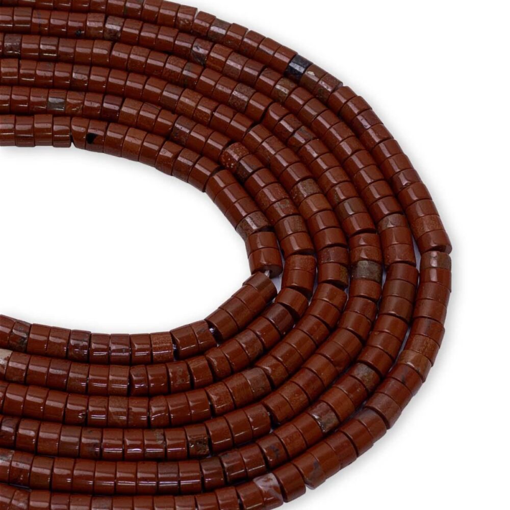 Kırmızı Jasper Doğaltaş Dizi Silindir Kesim 4x2 mm 145 Adet 40 cm