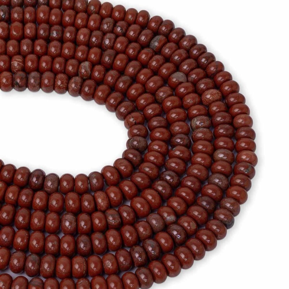 Kırmızı Jasper Doğaltaş Dizi Silindir Kesim 6x4 mm 86 Adet 40 cm