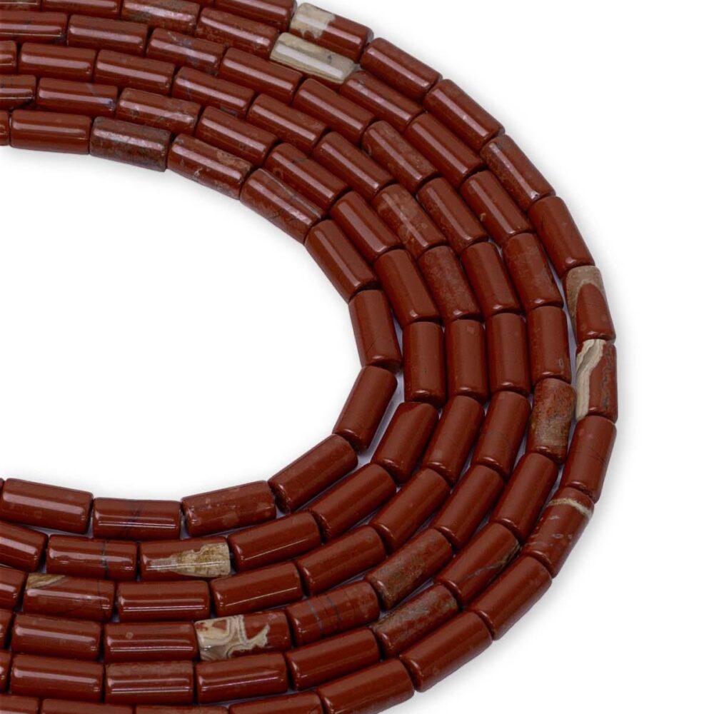 Kırmızı Jasper Doğaltaş Dizi Silindir Kesim 9x4 mm 43 Adet 40 cm