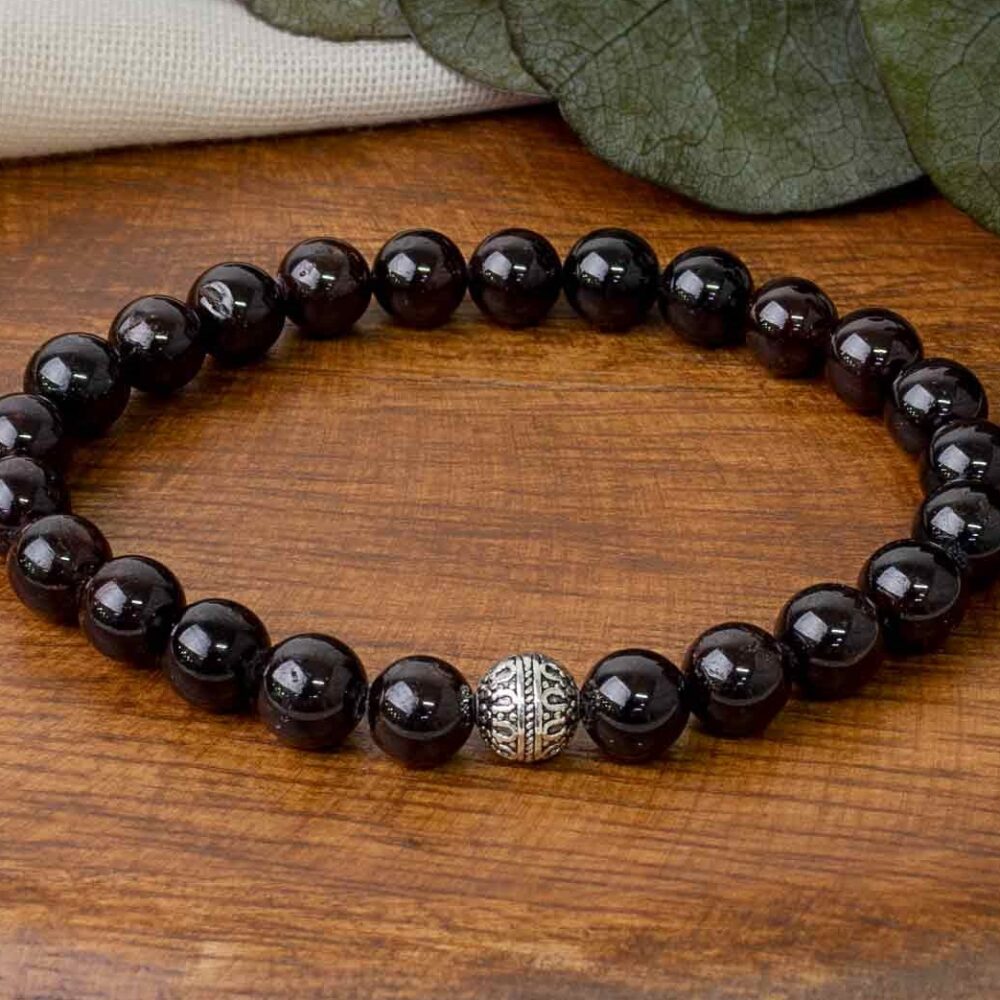 Lal (Granat) Doğaltaş Bileklik Küre Kesim 8 mm  19 cm  Aşk, Sağlık ve Bereket Taşı