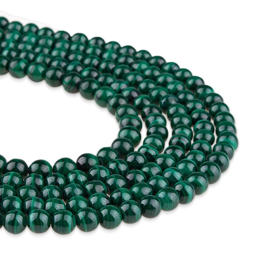 Malahit Doğaltaş Dizi Küre Kesim 6 mm 70 Adet  40 cm