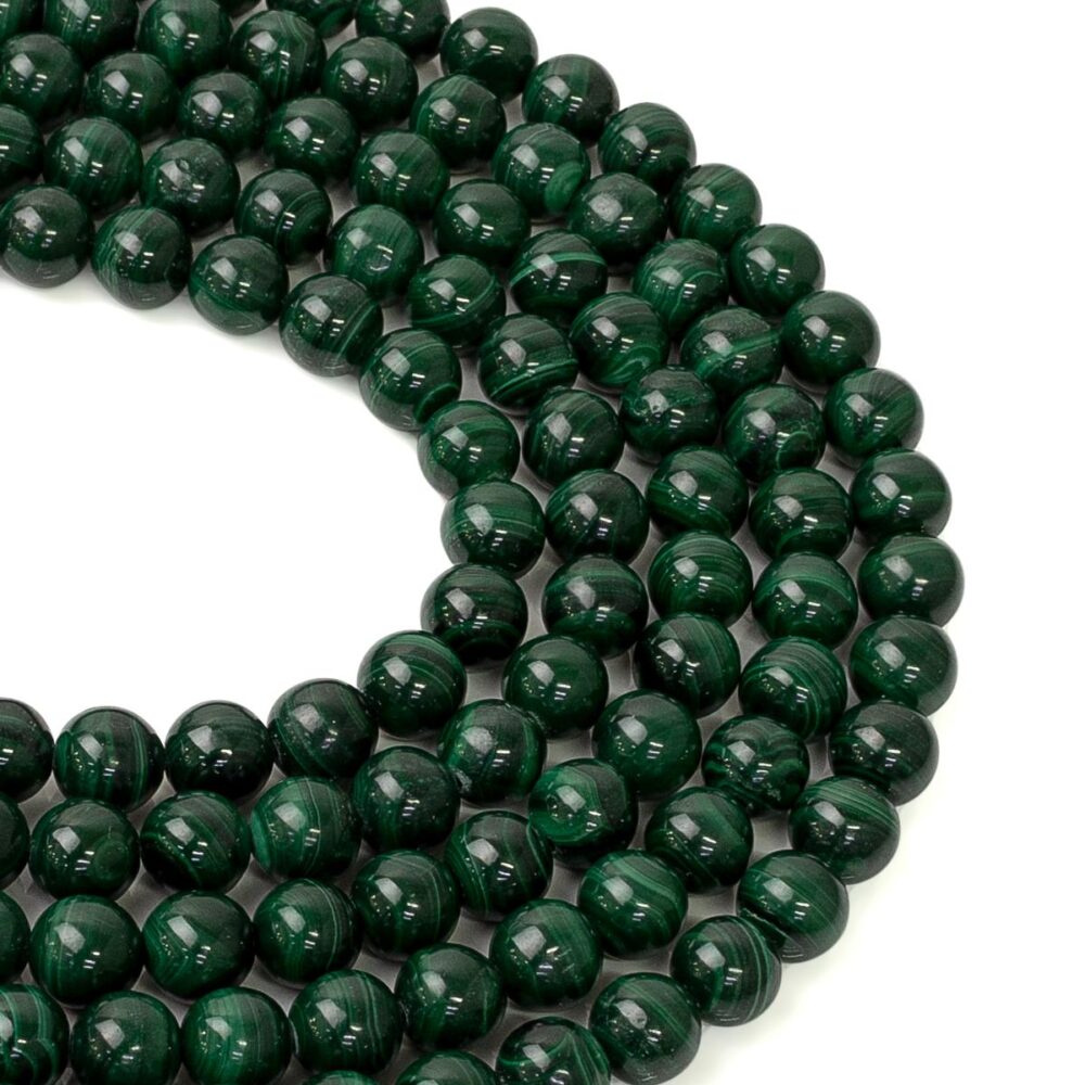 Malahit Doğaltaş Dizi Küre Kesim 8 mm 48 Adet 40 cm