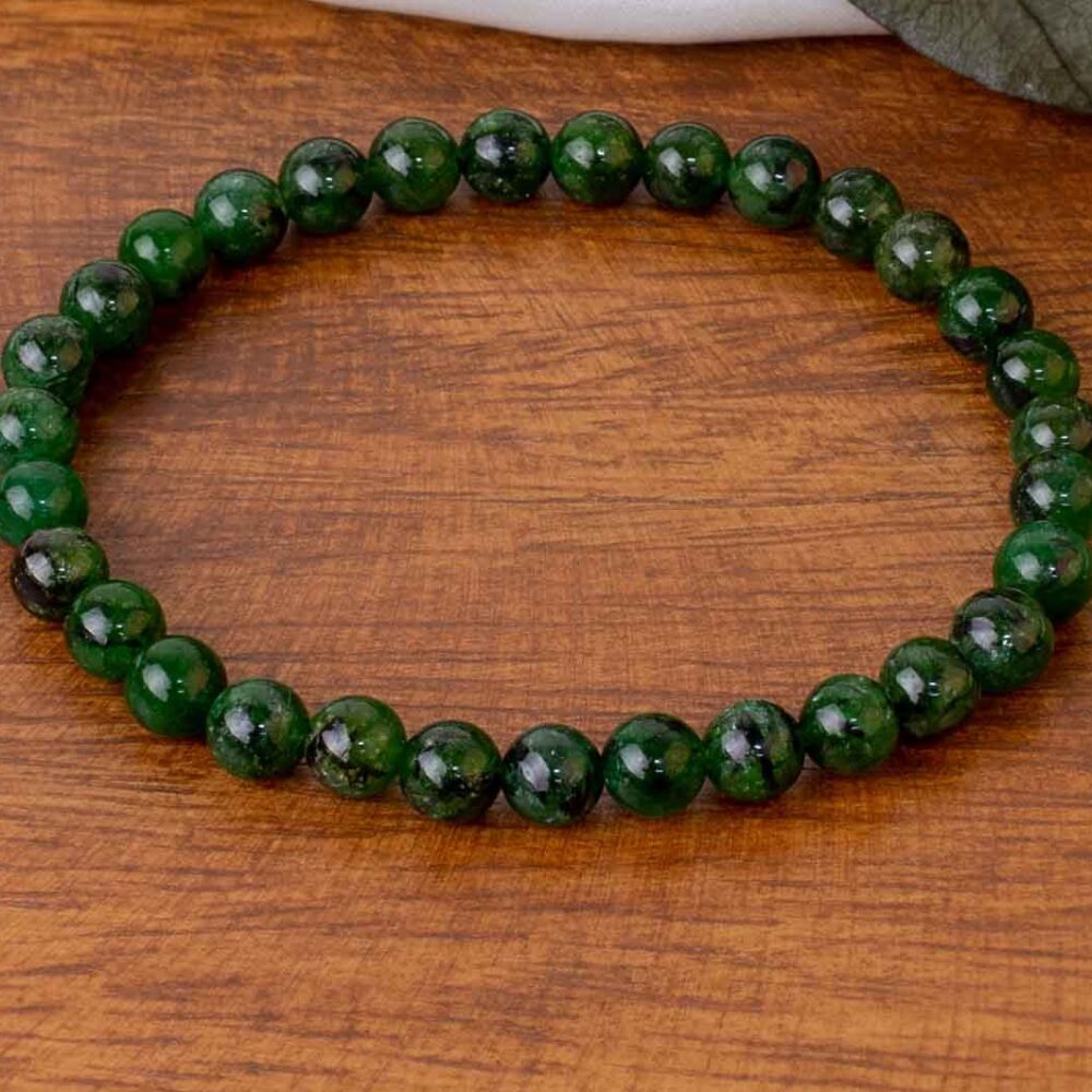 Prinayt (Prehnit) Doğaltaş Bileklik Küre Kesim 6 mm  20 cm  Huzur ve Sezgi Taşı