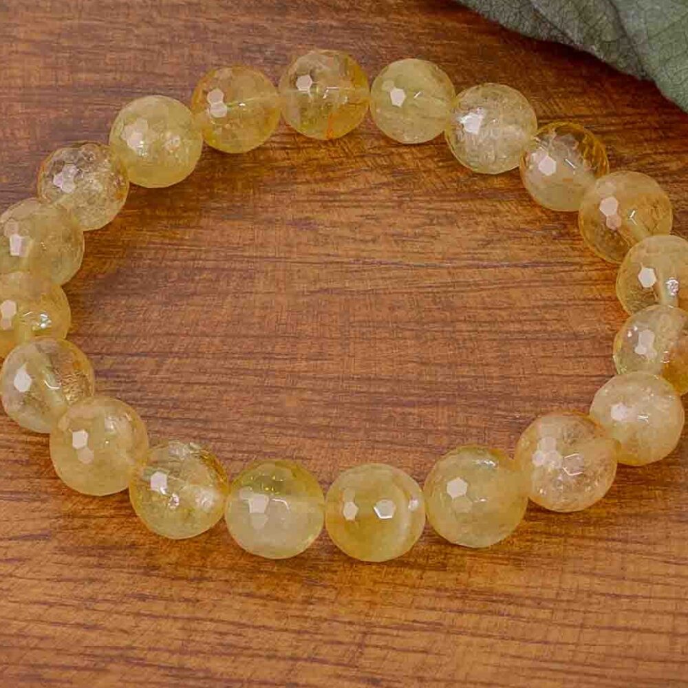 Sitrin Doğaltaş Bileklik Faset Kesim 10 mm  19 cm  A Kalite  Bereket ve Enerji Taşı