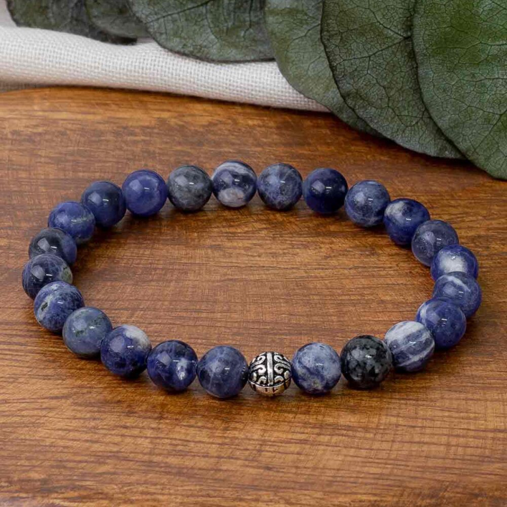 Sodalit Doğaltaş Bileklik Küre Kesim 8 mm  19 cm  Prenses Mavisi Taşı