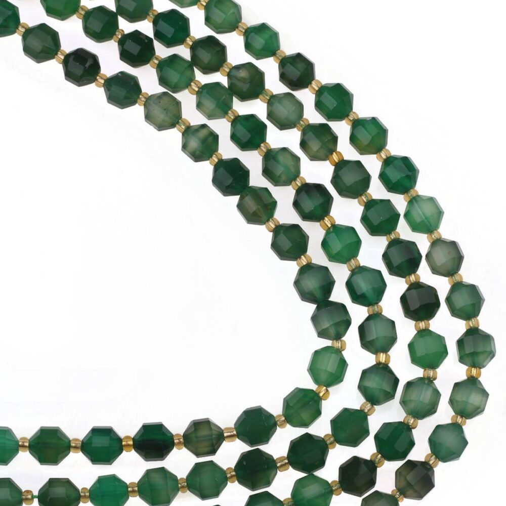 Yeşil Akik Doğaltaş Dizi 8x6 mm  38 Adet  40 cm  A+ Kalite