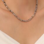 Labradorit Doğaltaş Kolye Küp Faset Kesim 4x4 mm  41 cm + 6 cm Uzatma  A+ Kalite  Rodyum Kaplama  Hanımefendilere Özel