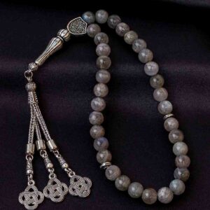 Labradorit Tesbih Doğaltaş Küre Kesim 8 mm  26 cm  33 Taşlı A+ Kalite