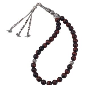 Şahin Gözü Tesbih Doğaltaş Küre Kesim 8 mm  26 cm  33 TAŞ  A Kalite