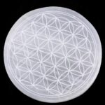 Selenit Doğaltaş Daire Yaşam Çiçeği Motifli  11x11x1,5 cm