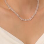 Topaz Doğaltaş Kolye Küp Faset Kesim 4x4 mm  41 cm + 6 cm Uzatma  A+ Kalite